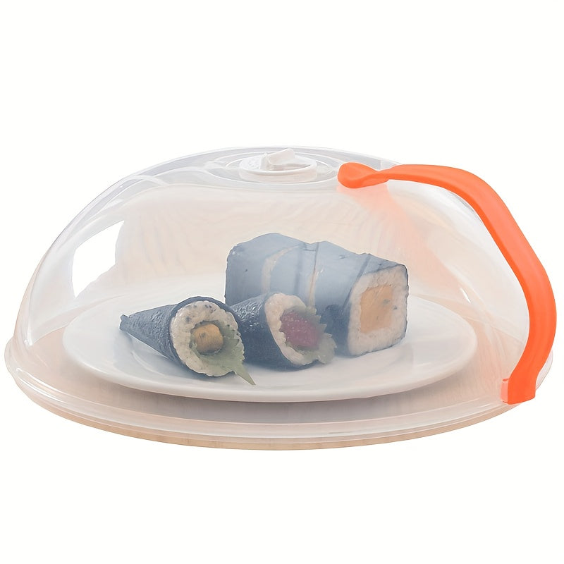 Microwave Splatter Cover with Handle and Steam Vents, Transparent Plastic Food Lid for Covering Compatible Dishes During Everyday Leftover Reheating