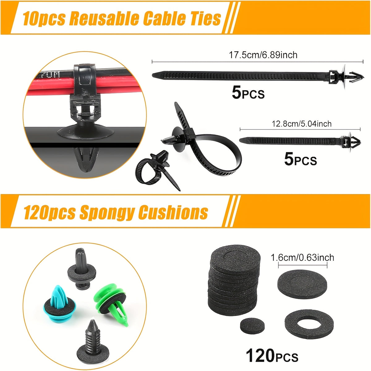 Bumper Retainer Clips and Plastic Push Rivet Fasteners for Compatible Car Applications, Seven Quantity Options with Removal Tool References
