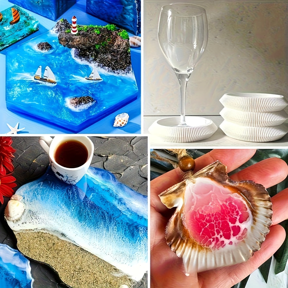 Ocean-Inspired Resin Pigment Set, White, Sea Blue and Deep Blue Oil-Based Colorants, 50ml Each for Ocean Wave Resin Art and Creative Craft Projects