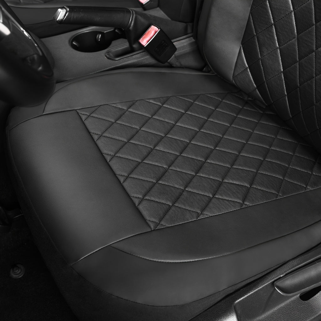 Faux Leather Car Seat Covers Full Set for Five Seats, Front Seat and Rear Bench Coverage with Split-Seat Compatibility and Multiple Color Options