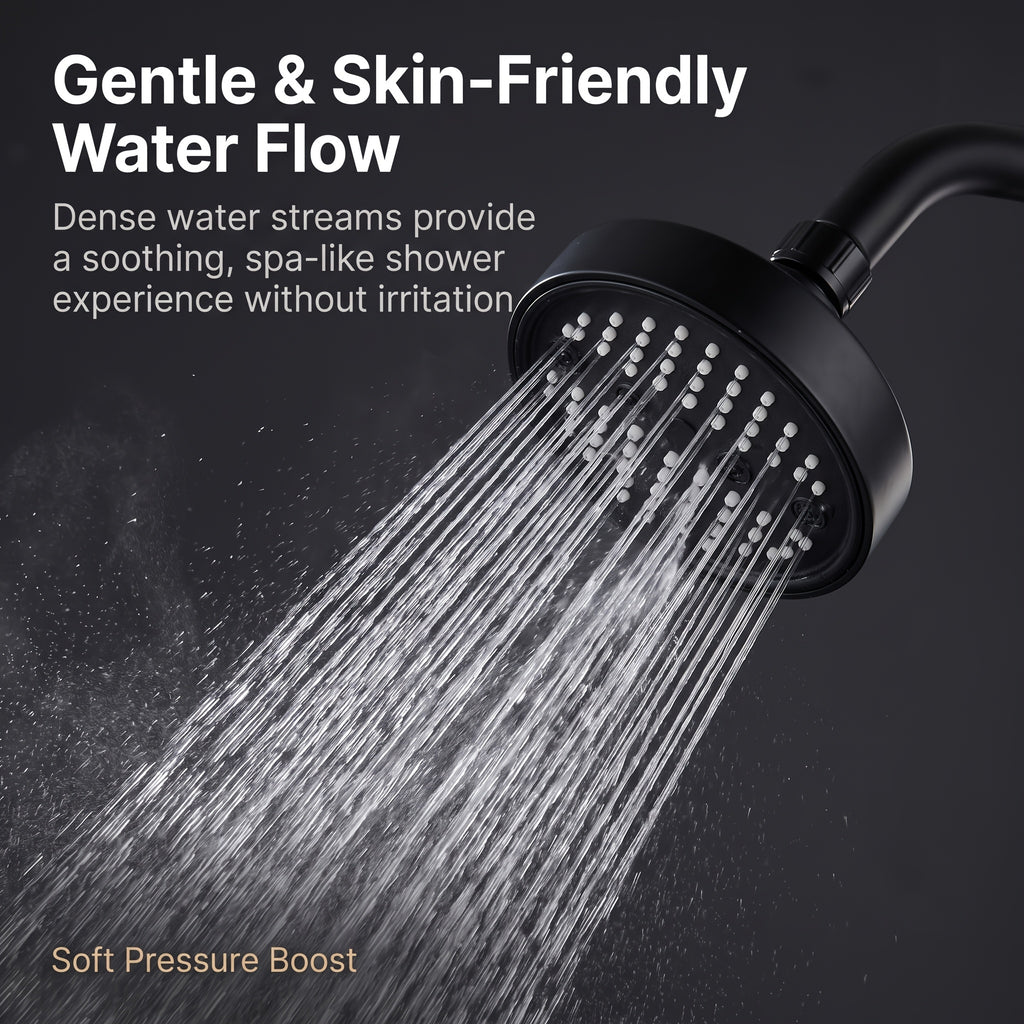 Swivel Ball Joint Shower Head with Listed G1/2 Threads, Silicone Jets and ABS Material, Black, Golden or Silvery Style Options for Bathroom Shower Use
