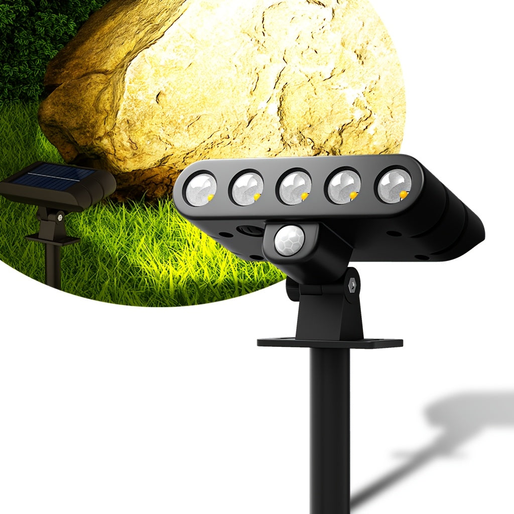 Adjustable Solar LED Outdoor Lights, Four-Pack with Listed 120-Degree Adjustment and Three Modes, Black Housing in White or Warm White Options for Patio and Garden