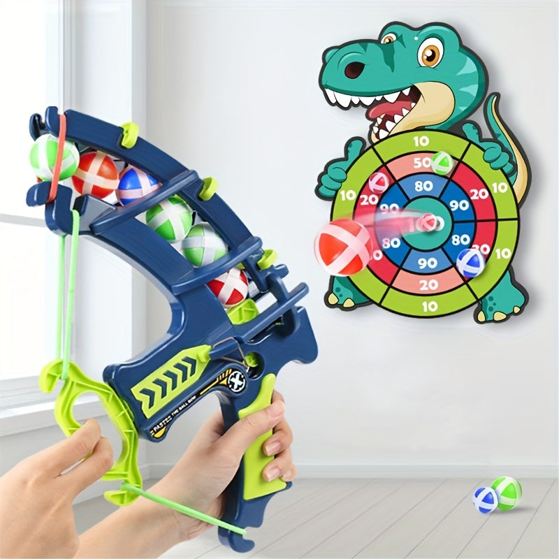 Dinosaur Sticky Target Ball Set with Blue Bow Wording, One-Set Option for Supervised Party Games, Family Gatherings and Birthday or Holiday Gift Ideas