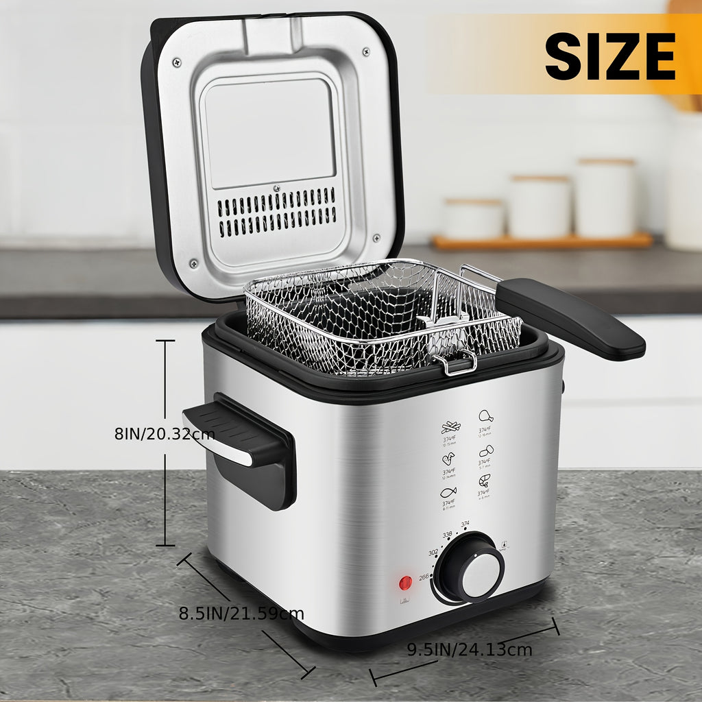SUSTEAS Household Deep Fryer, 1500W with Adjustable Temperature Control, Nonstick Inner Pot and Frying Basket, 1.5L to 6L Kitchen Capacity Options