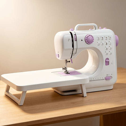 Extension Table Mini Sewing Machine with 12 Stitches and LED Work Light, Portable Electric Design for Beginner Sewing Practice, Crafts and Small Fabric Projects