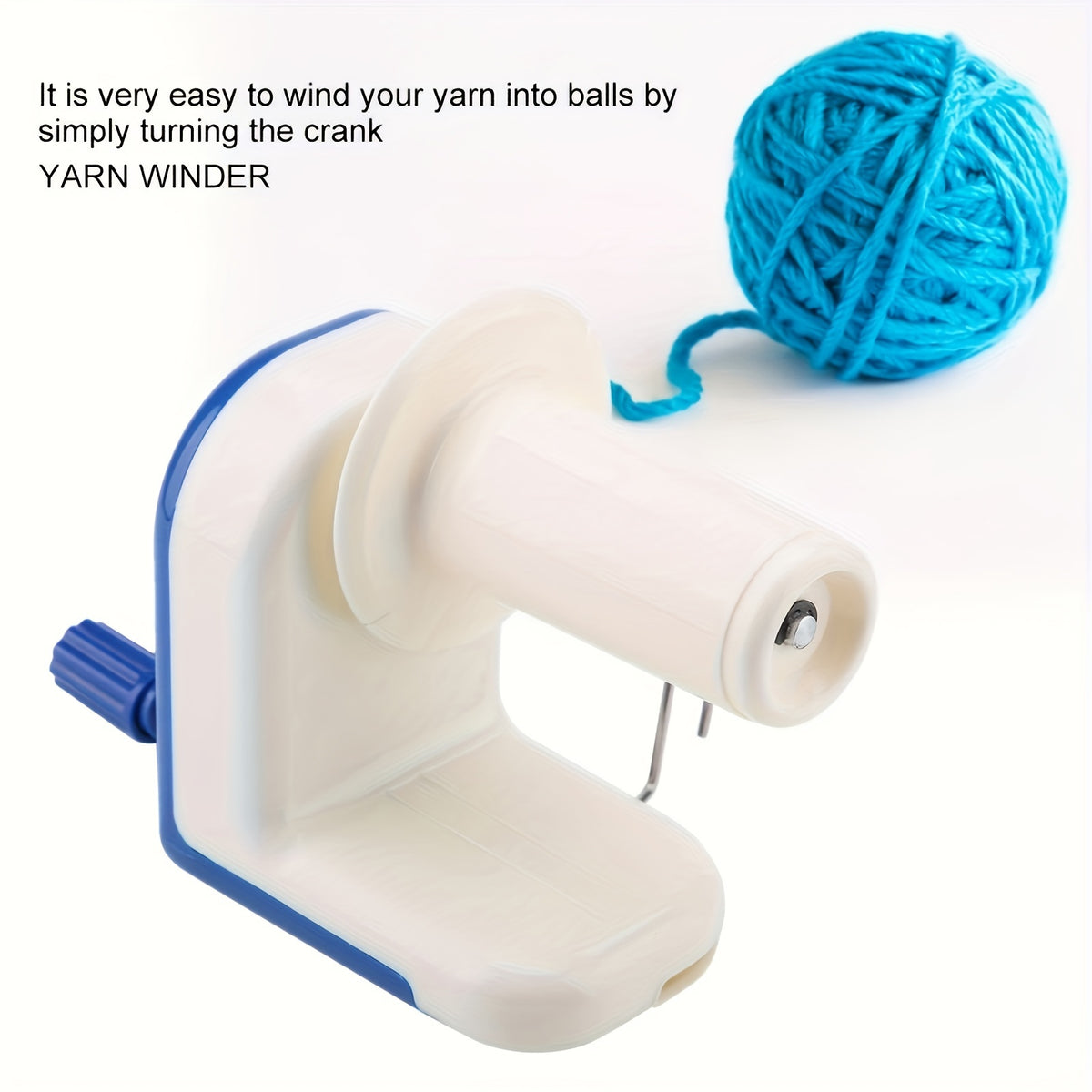 Manual Yarn Ball Winder in Blue, Single Craft Yarn Winding Tool for Preparing Suitable Wool and Yarn for Hand Knitting, Crochet Projects and Home Craft Organization