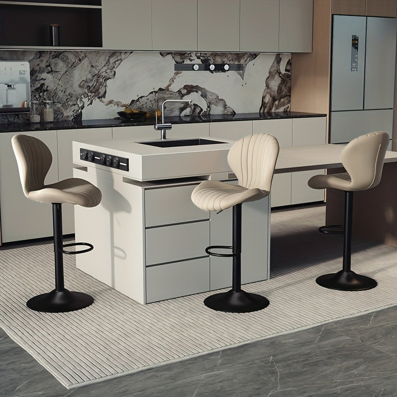 High Back Swivel Bar Stools with Adjustable Upholstered Seats for Kitchen Island, Home Bar and Dining Room, Sets of 1, 2, 3 or 4 in Five Colors