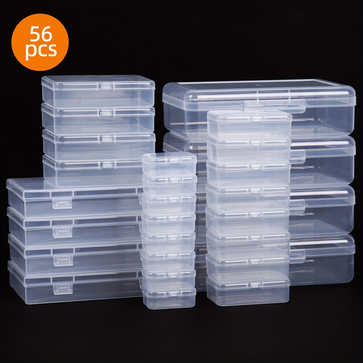 Rectangular Storage Boxes with Lids by TOMNK, Small Plastic Containers in 28 or 56-Piece Options for Beads, Jewelry Findings, Desk Supplies and Craft Sorting