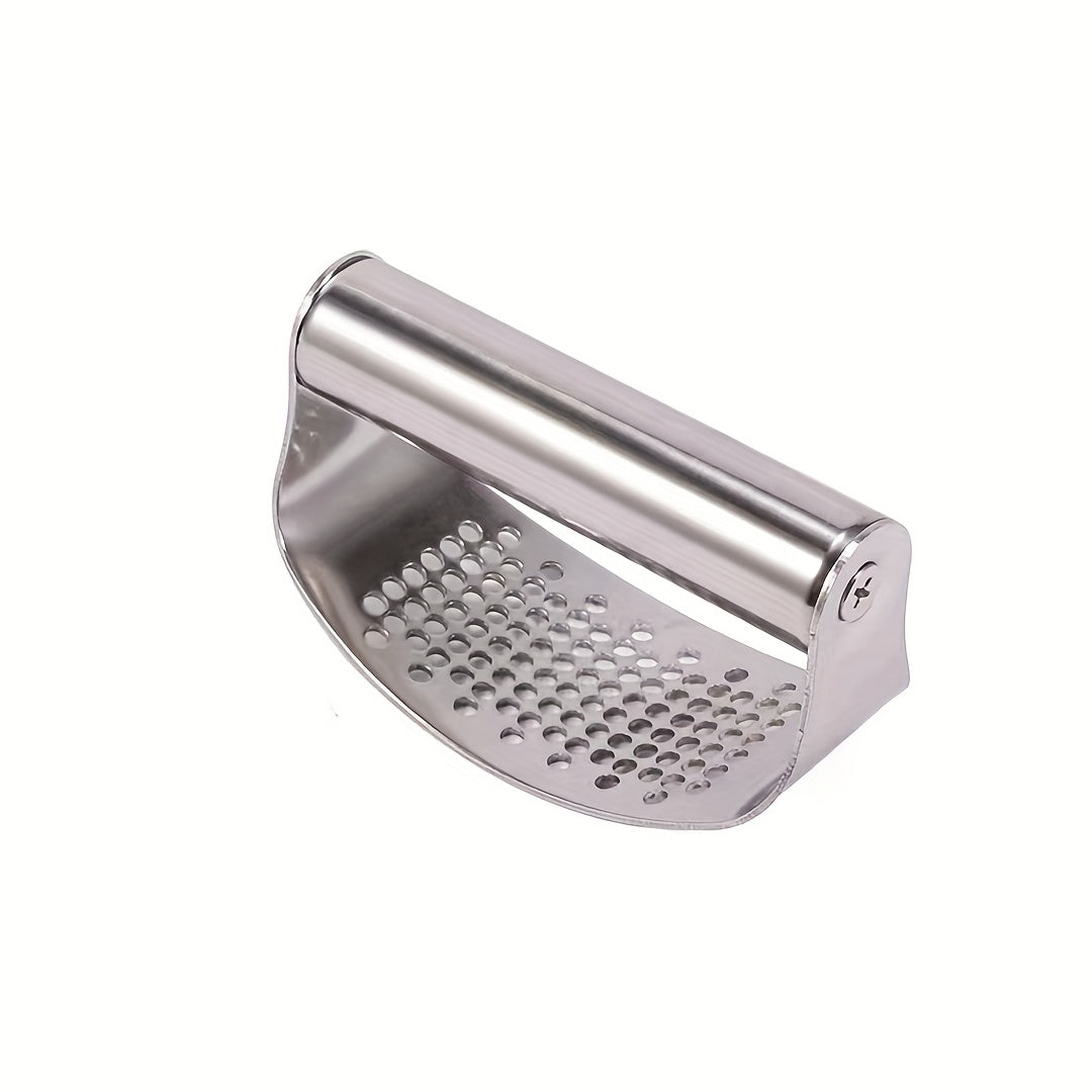 Arc-Shaped Garlic Press with Listed Stainless Steel Ring Design, Manual Garlic Masher for Homemade Sauces, Marinades and Everyday Kitchen Meal Preparation