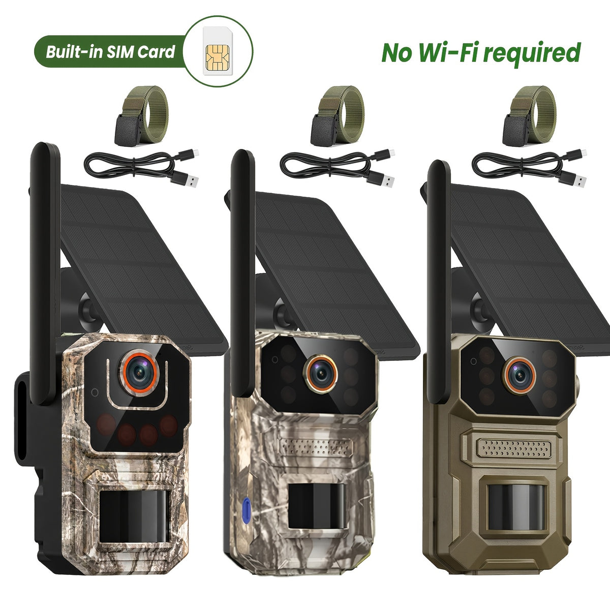 Camouflage Cellular Trail Camera with Listed 3K Imaging, Solar Panel Support, 40ft Motion Detection, Infrared Night Vision and Wide-Angle Lens for Wildlife Observation