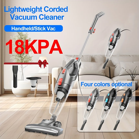 HEPA Stick Vacuum Cleaner with Listed 22ft Cord and 18kPa Suction, Plug-In Home Cleaning Tool for Compatible Hardwood Floors and Pet Hair in Three Colors