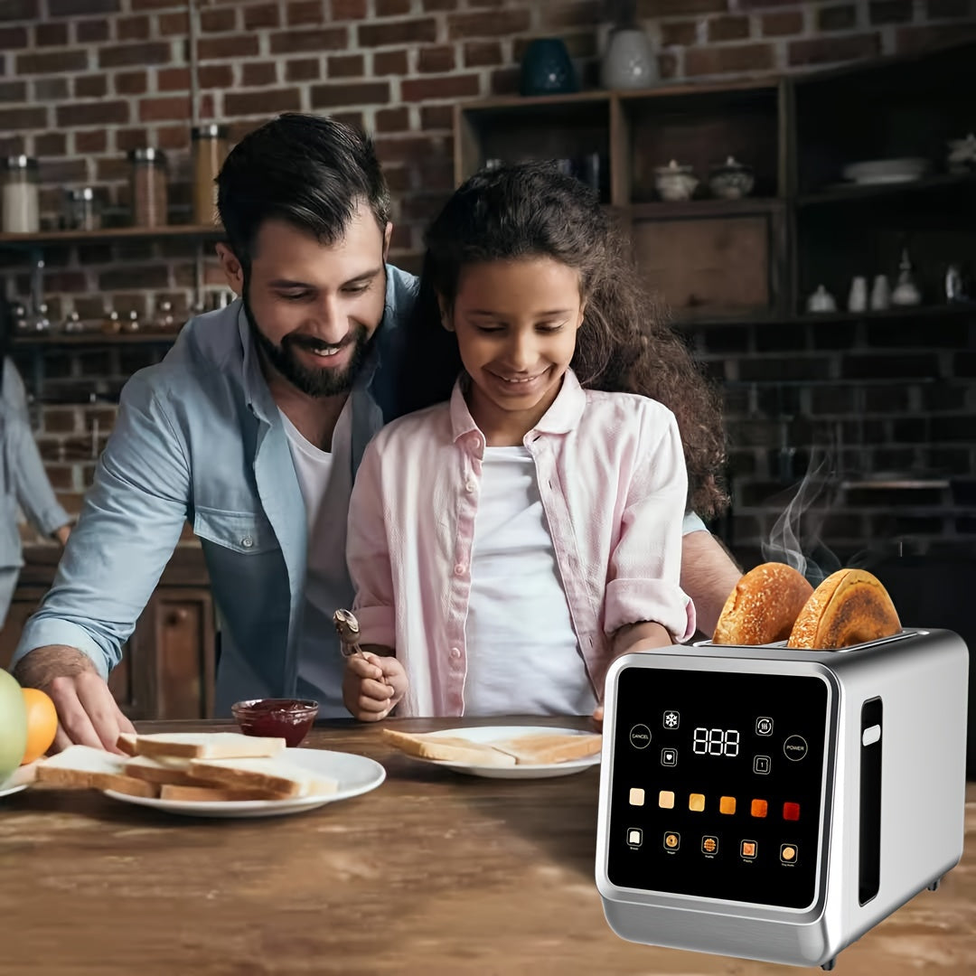 Seven-Shade Touchscreen Two-Slice Toaster with Listed Five Bread Selections, 1.5-Inch Slots, Bagel, Defrost, Cancel and Reheat Functions, Stainless Steel Options