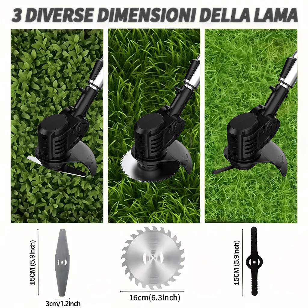 Rechargeable Garden Grass Trimmer with Cordless Electric Operation, Listed Three Blade Types and Selected Dual 2Ah Battery Packages for Home Lawn and Yard Care