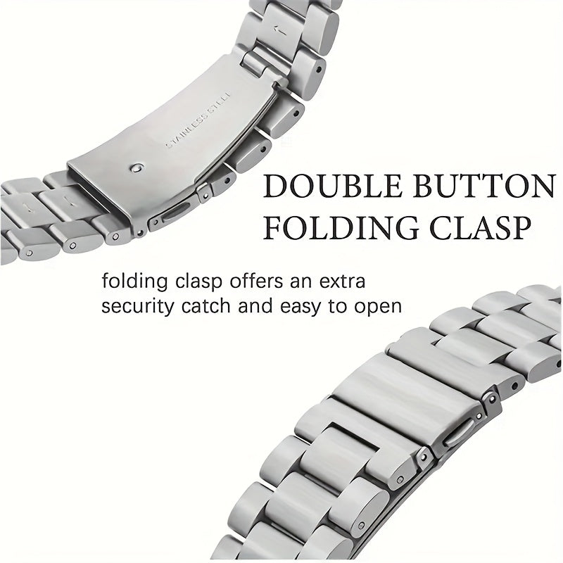 Stainless Steel Link Watch Band for Compatible Apple Watch Models with Listed Watch Case and Link Adjustment Tool, Multiple Size and Color Options for Everyday Style