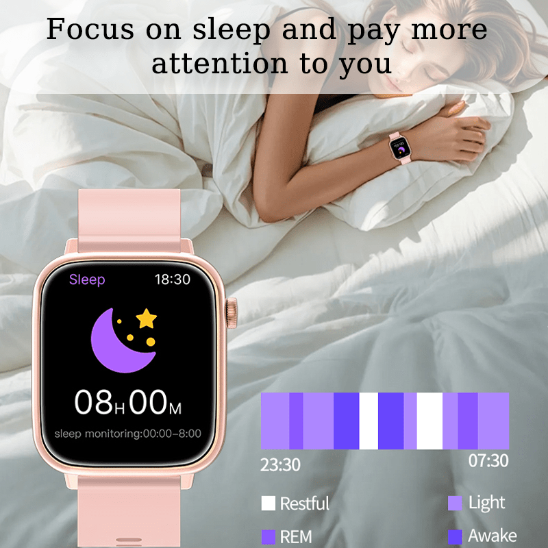 Bluetooth Calling Smartwatch with Listed HD Display, Music Control and Sleep Tracking, IP68-Labeled Blush Pink or Sterling Silver Options for iOS Android