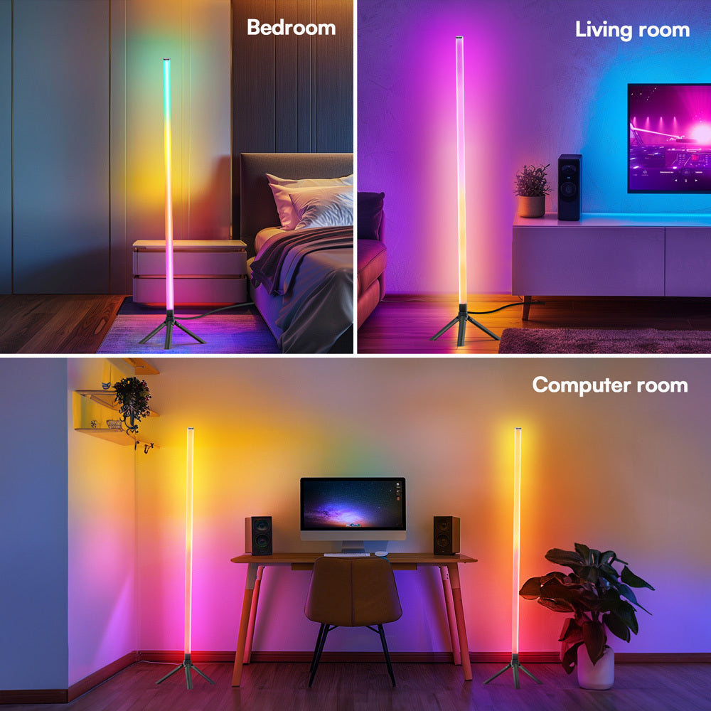 Corner Floor Lamp RGB 16 Million Colors, 48.8/50-inch Smart Ambient Light with Music Sync, Remote & APP Control, Timer, 2-Pack, Dimmable Mood Lighting for Living Room, Bedroom, Game Room, Dorm