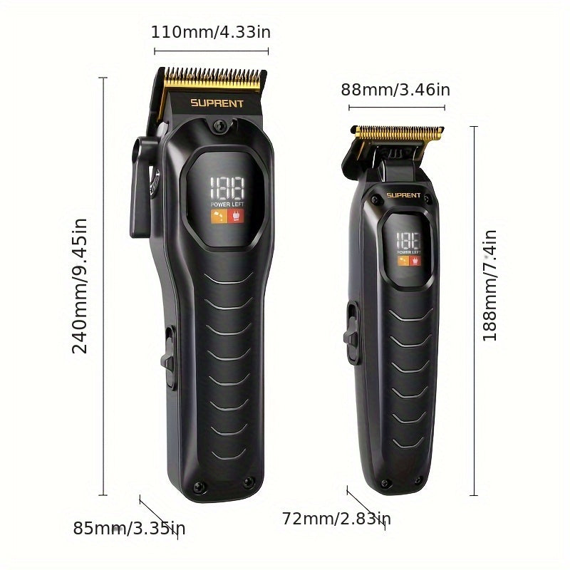 Cordless Grooming Tools by SUPRENT for Men, T-Blade Beard Trimmer or Hair Clippers with Listed LED Display and Rechargeable Power for Home Styling