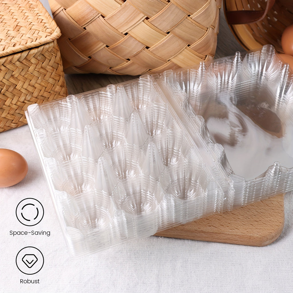 Clear Plastic Egg Cartons 60-Pack by Shindel, Reusable Blank 12-Egg Containers for Fresh Egg Collection, Home Storage and Farm Market Display