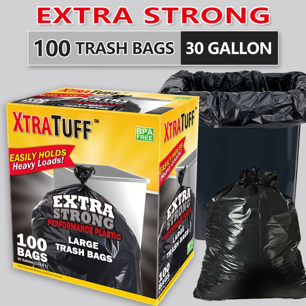 30 Gallon Trash Bags, 100-Count Disposable Garbage Can Liners with Clear and Standard Bag Options for Household Cleanup, Garden Waste and Commercial Use