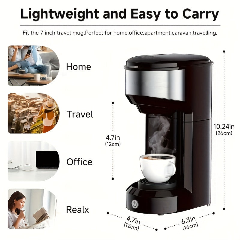 3-in-1 Coffee and Tea Maker for K-Cup Pods and Ground Coffee, Compact Single-Serve Brewer with Water Reservoir for Home Kitchens and Offices