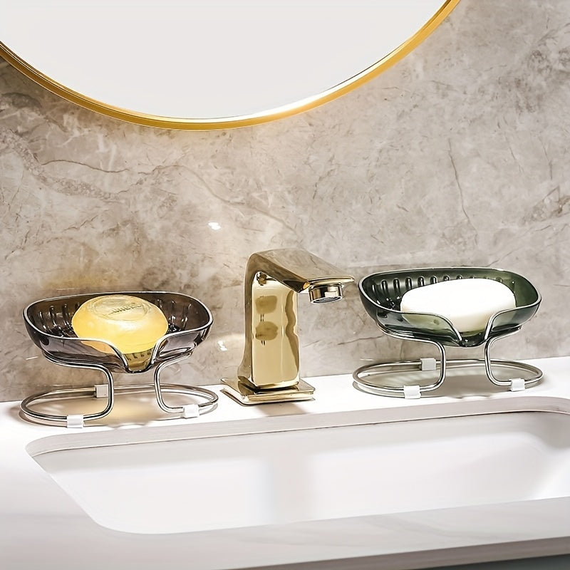 Self-Draining Plastic Soap Dish, Single Bar Soap Holder in Amber, Emerald Green or Clear for Bathroom Wash Areas and Everyday Sink-Side Storage