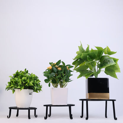 Round Metal Plant Stand Set with 3, 4 or 5-Piece Options, Circular Flower Pot Holders for Indoor Living Rooms, Balconies and Outdoor Courtyard Displays