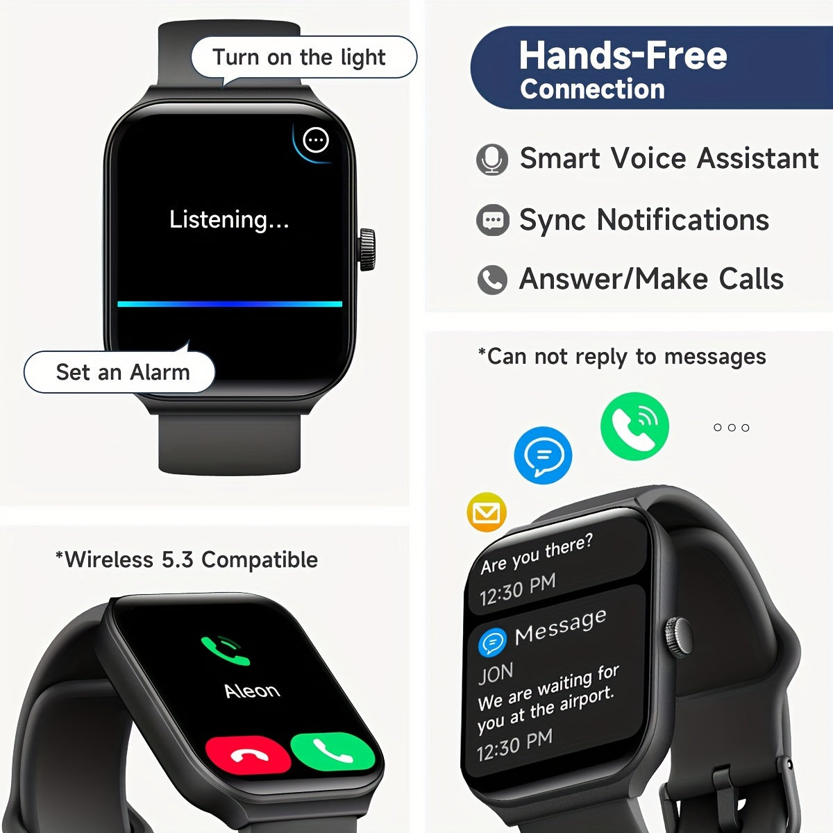 Activity Tracker Smartwatch with Alexa, 1.95-Inch Display, Call Answering, 100+ Sport Modes, Step Counter and Sleep Tracking for Android and iPhone