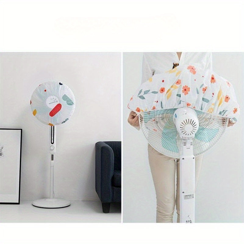 Electric Fan Dust Covers with Ruffled Edges, 2-Piece PVC Plastic Set in Assorted Colors for Compatible Fan Storage at Home or in the Office