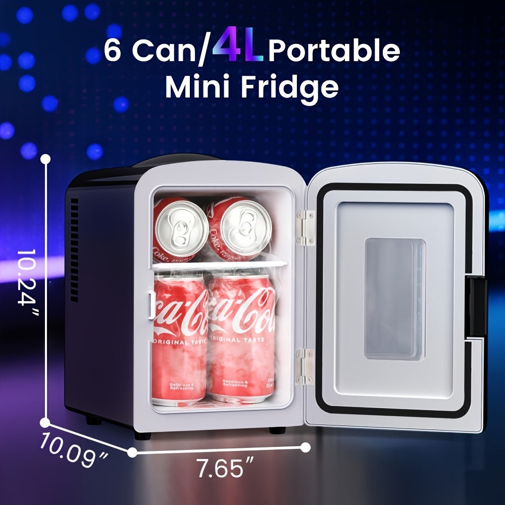 Mirrored Beauty Mini Fridge with Listed 4-Liter Capacity and Lighted Door, Black or White Cosmetic Cooler for Compatible Skincare and Vanity Storage