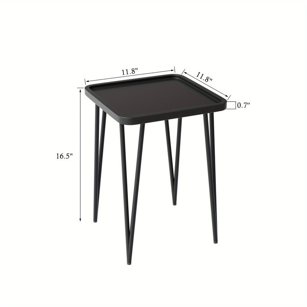 Square Metal Side Table for Small Spaces, Compact Drink and End Table for Sofa or Bedroom, Indoor and Outdoor Use in White, Pink, Black or Blue