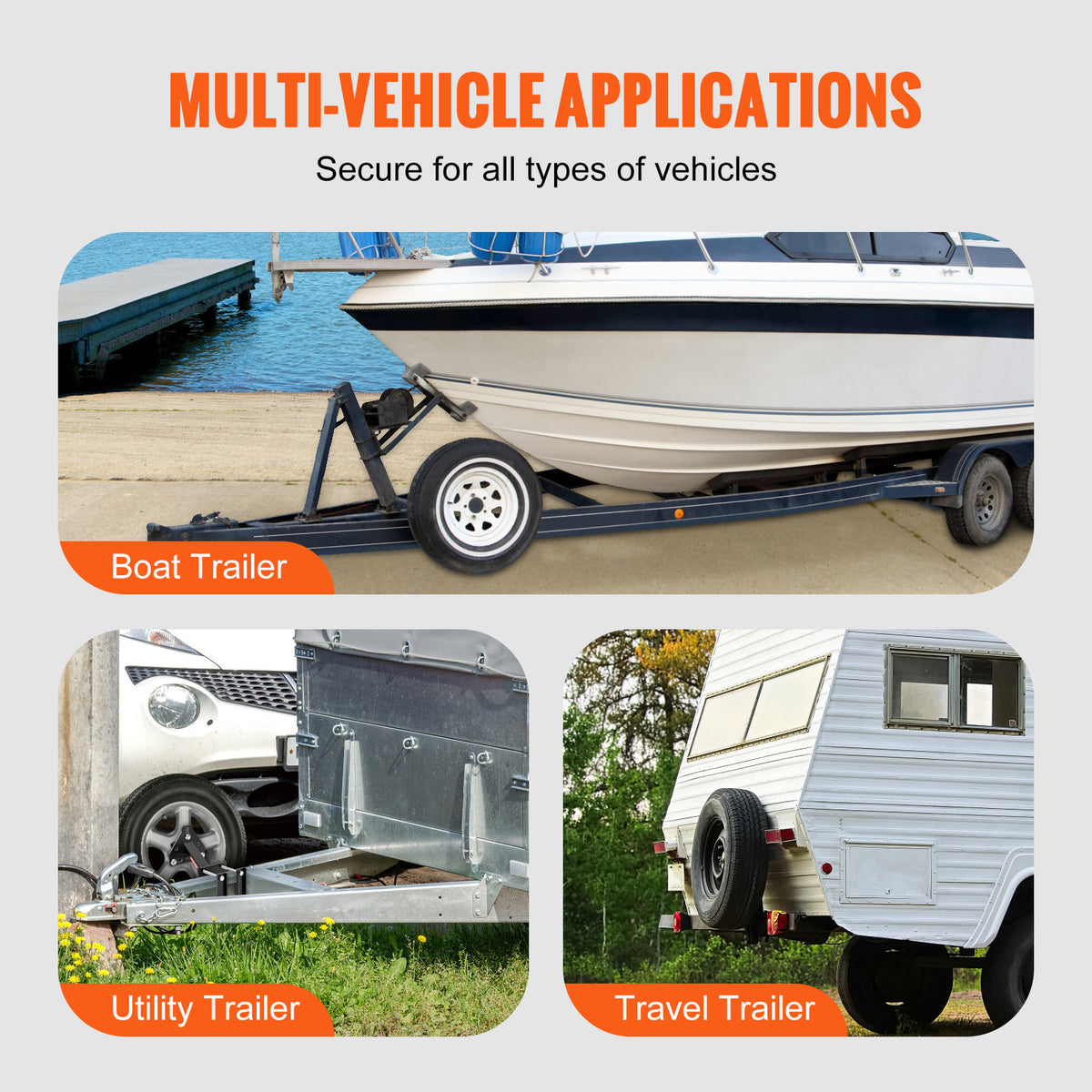 Trailer Spare Tire Carrier by VEVOR for Compatible Utility and Boat Trailers, Three-Bolt Wheel Mount with Listed 160 lb Capacity and Galvanized Hardware