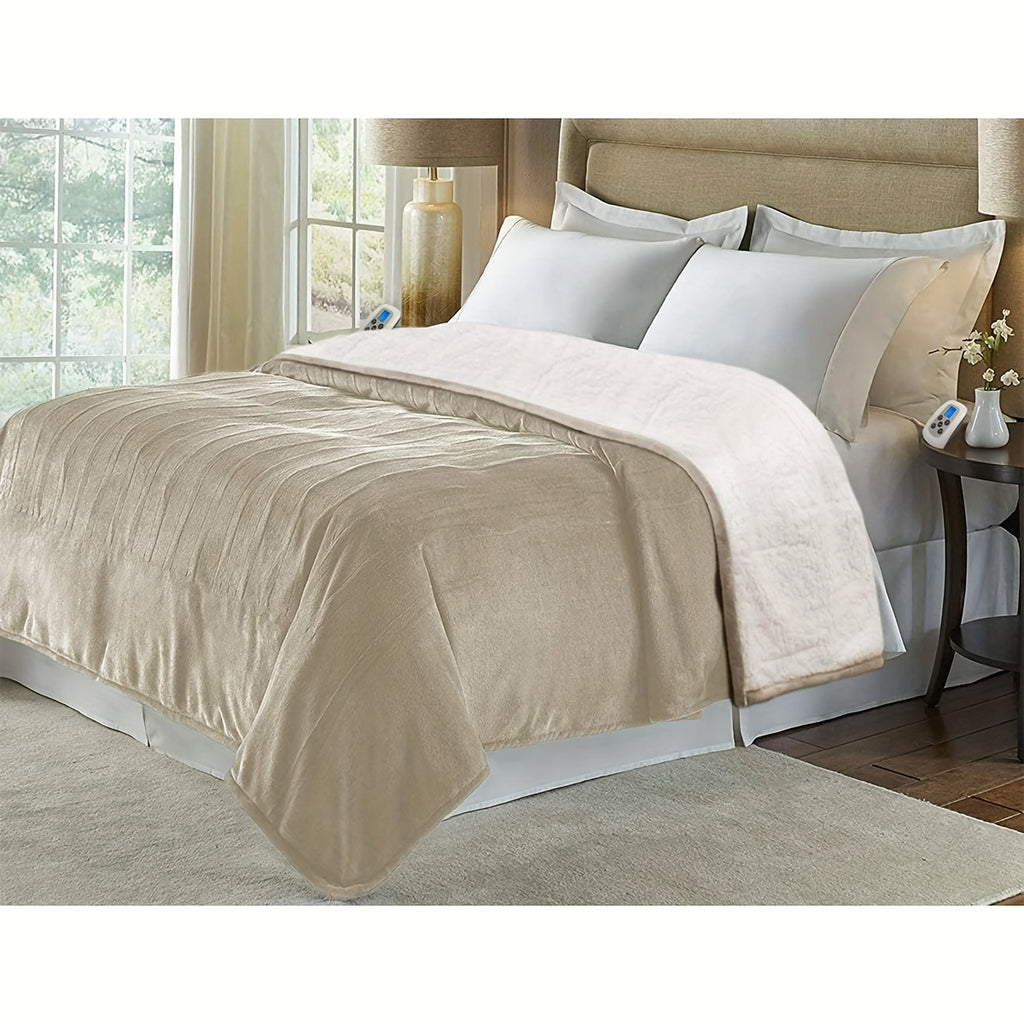 Flannel Heated Blanket with Listed 10 Heat Levels and 10-Hour Auto-Off, Electric Blanket in Four Sizes and Colors for Cozy Indoor Bedroom Comfort