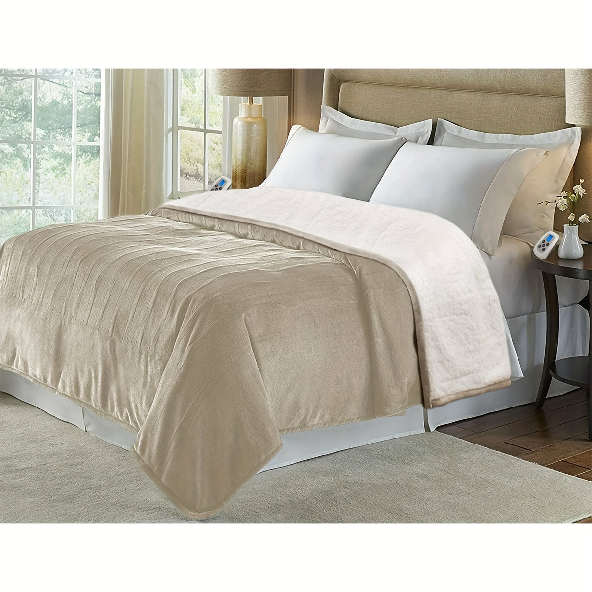 Flannel Heated Blanket with Listed 10 Heat Levels and 10-Hour Auto-Off, Electric Blanket in Four Sizes and Colors for Cozy Indoor Bedroom Comfort