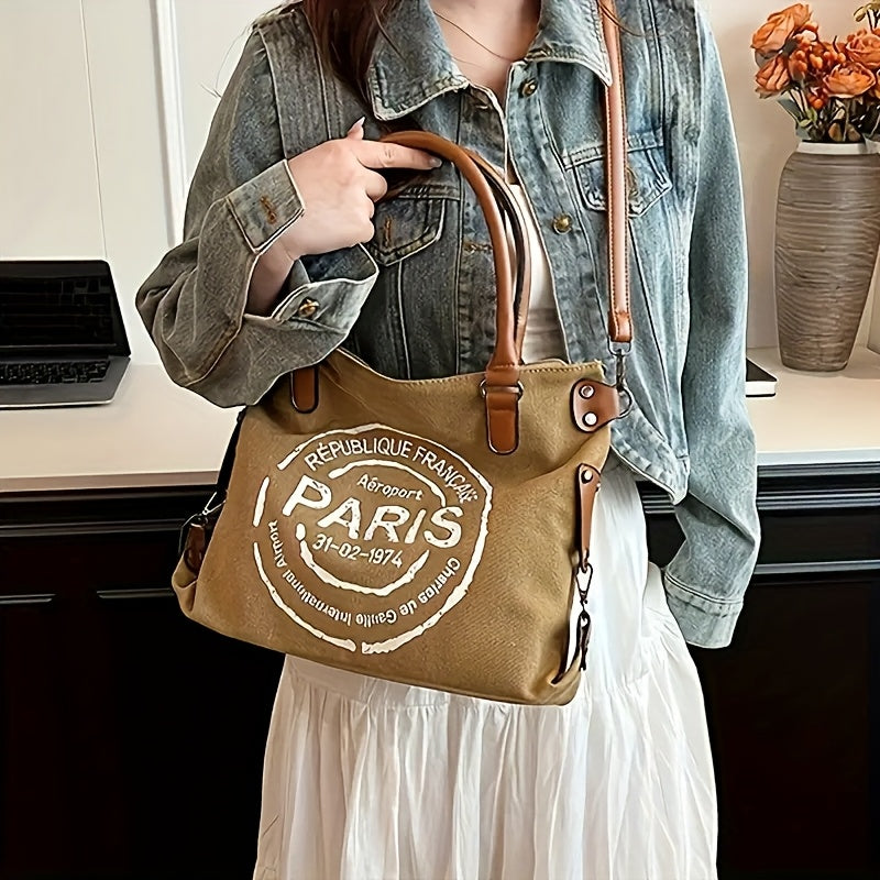Tote Crossbody Shoulder Bag with Adjustable Strap, Brown with Black or Gray with Black Options for Everyday Errands, Commuting and Casual Outfit Styling