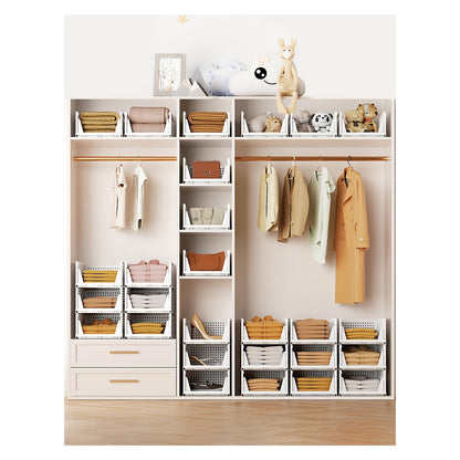 Stackable Closet Storage Baskets, 3-Piece Foldable Organizer Set with Listed 16.73 x 13.11 x 7.2 Inch Bins for Clothes, Files and Household Essentials