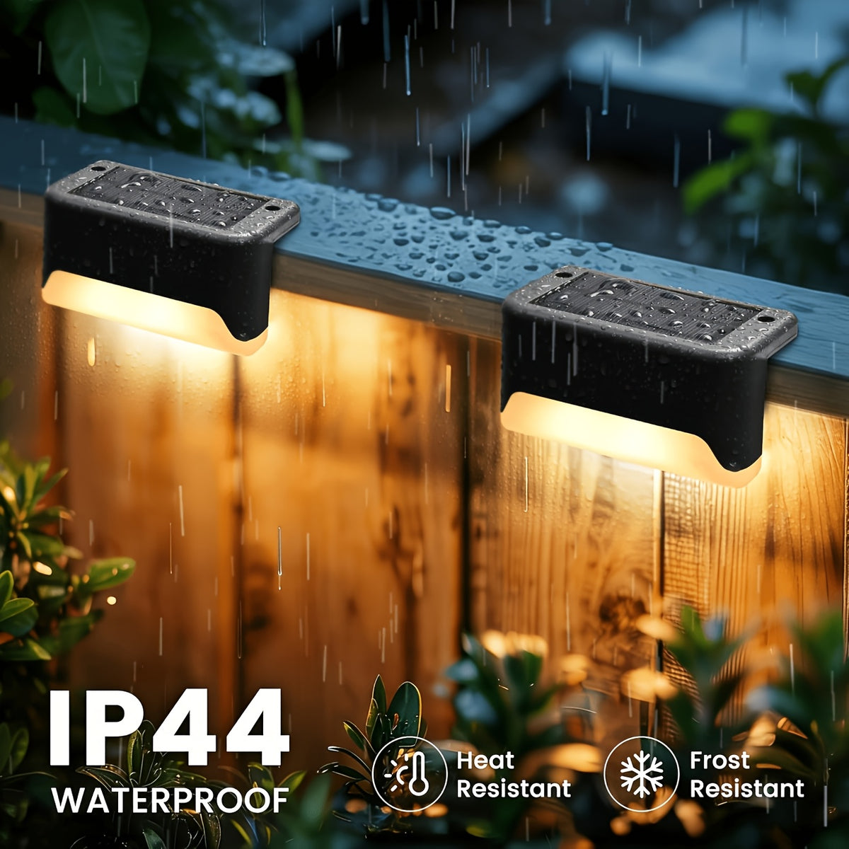 Solar LED Deck Light Multipack with Automatic On-Off, 32 or 64 Piece Options in Black, White or Brown for Patio, Fence, Outdoor Stair and Garden Decoration