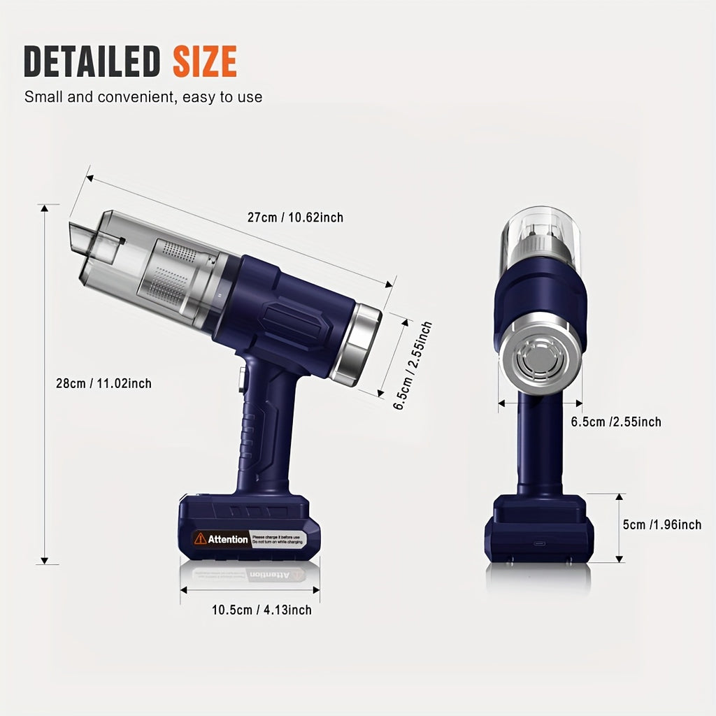 Cordless Handheld Vacuum Cleaner for Household Cleanup, 701 Wireless Model in Blue Silvery, Blue Yellow or Blue Orange Color Options for Everyday Home Cleaning