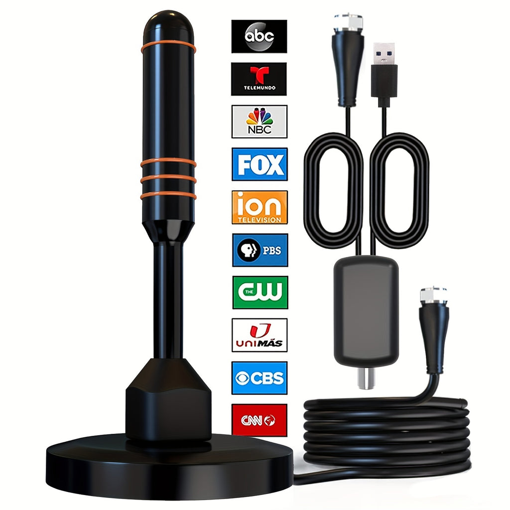 Portable HDTV Antenna with Signal Booster and Listed Built-In Filter, Television Reception Accessory for Compatible Home TV Setups and Flexible Placement