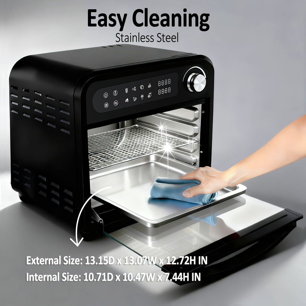 Air Fryer Toaster Oven Combo, Extra Large Capacity Convection Oven with 360° Hot Air Circulation, LED Digital Display and Precise Temperature Control, Stainless Steel, 16QT