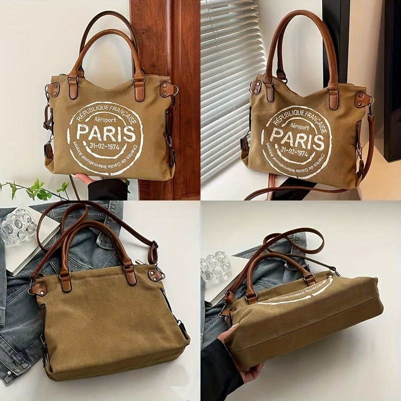 Tote Crossbody Shoulder Bag with Adjustable Strap, Brown with Black or Gray with Black Options for Everyday Errands, Commuting and Casual Outfit Styling