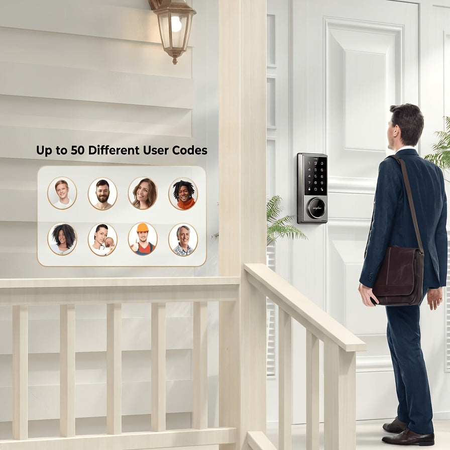 Touchscreen Smart Deadbolt Lock by ARPHA in Black with Digital Keypad, WiFi App Control, Auto-Lock and Anti-Peeping Password Features for Compatible Doors