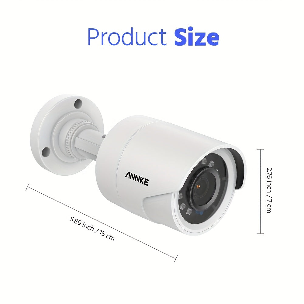 ANNKE Wired CCTV Bullet Camera, 1080P 4-in-1 AHD TVI CVI CVBS DVR Add-On with 3.6mm Lens and Infrared Night Vision, White, Power Adapter Not Included