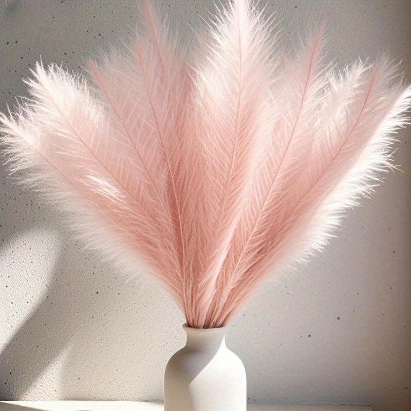 Artificial Pampas Grass for Boho Home Decor, Listed 10-Piece Bouquet for Living Room, Dining Table, Bedroom and Wedding Arrangements, Vase Not Included