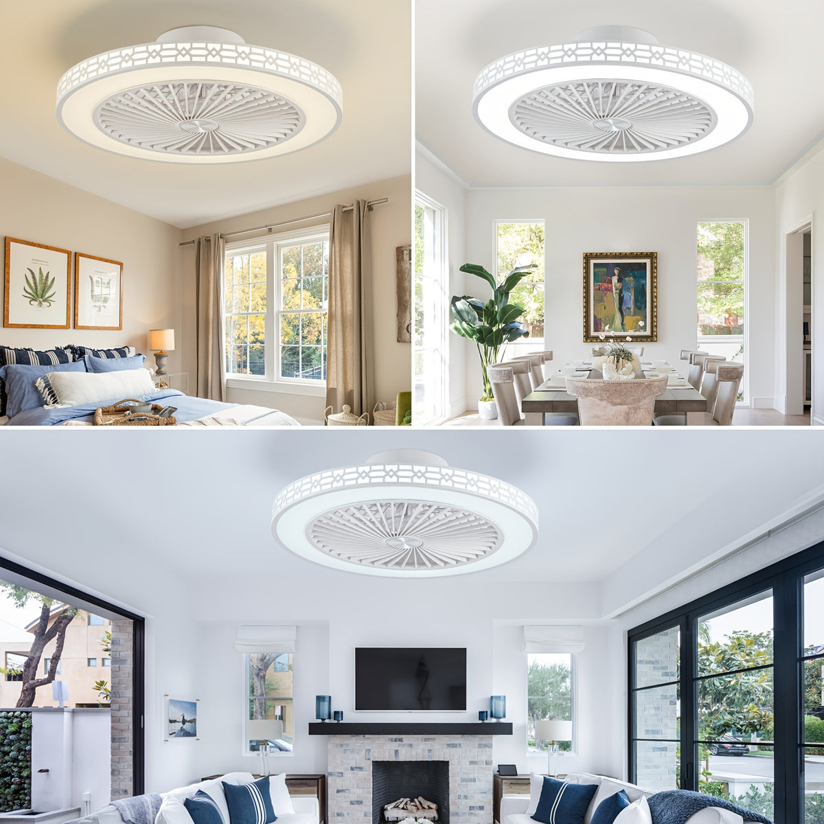 Modern LED Ceiling Fan with 20-Inch Design, Adjustable 3000K–6500K Lighting and Reversible Airflow, White or Black for Bedroom, Office and Study