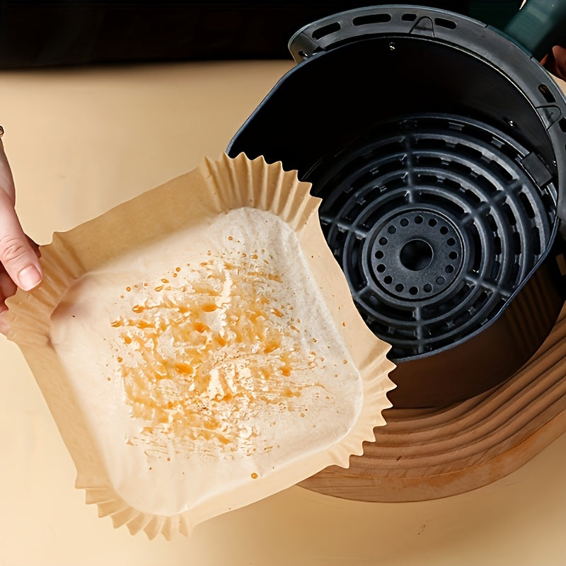 100-Pack/50-Pack Air Fryer Liners - Universal for Oven & Microwave, Non-Stick Parchment Paper - No Coating, Heat-Resistant for Home & Commercial Use