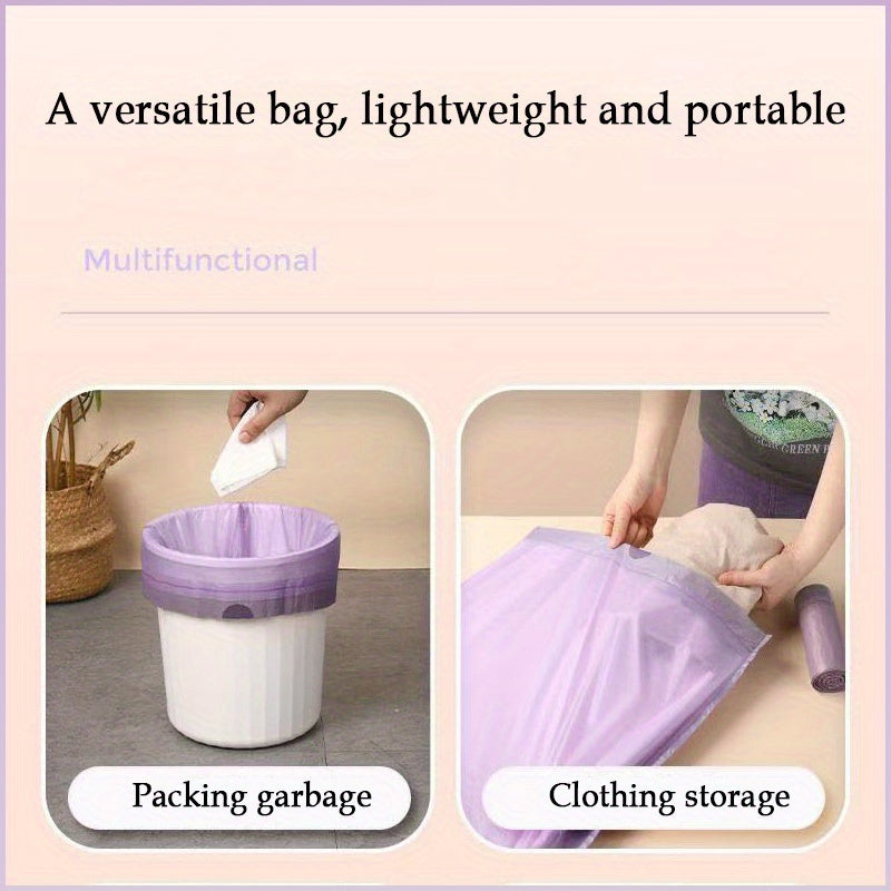 Purple Drawstring Trash Bags, 100-Count Plastic Household Bin Liners with Listed 17.72 x 17.72 Inch Size for Kitchen, Bathroom, Bedroom and Living Room