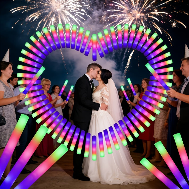 Multicolor LED Foam Glow Sticks, 30-Piece Colorful Party Wand Pack with Flashing Mode References for Weddings, Birthdays, Graduations and Holiday Celebrations