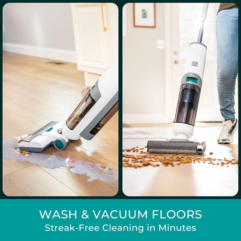 Kenmore AquaLite 3-in-1 Cordless Wet Vac, Hard Floor Vacuum and Mop Combo with 8kPa Suction, Automatic Air-Drying Self-Cleaning Mop and 35-Min Runtime, Lightweight Floor Washer for Tile, Hardwood and Everyday Messes, White
