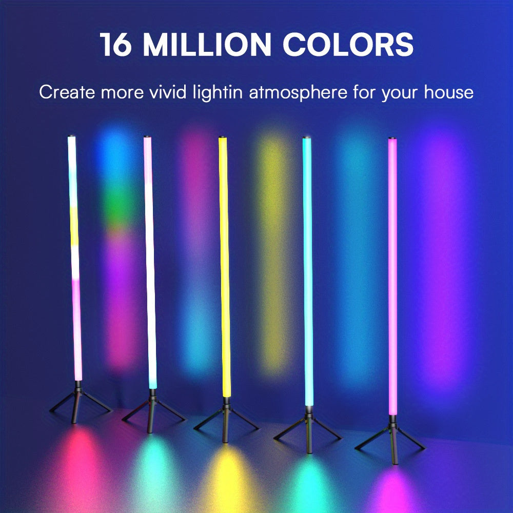 Corner Floor Lamp RGB 16 Million Colors, 48.8/50-inch Smart Ambient Light with Music Sync, Remote & APP Control, Timer, 2-Pack, Dimmable Mood Lighting for Living Room, Bedroom, Game Room, Dorm
