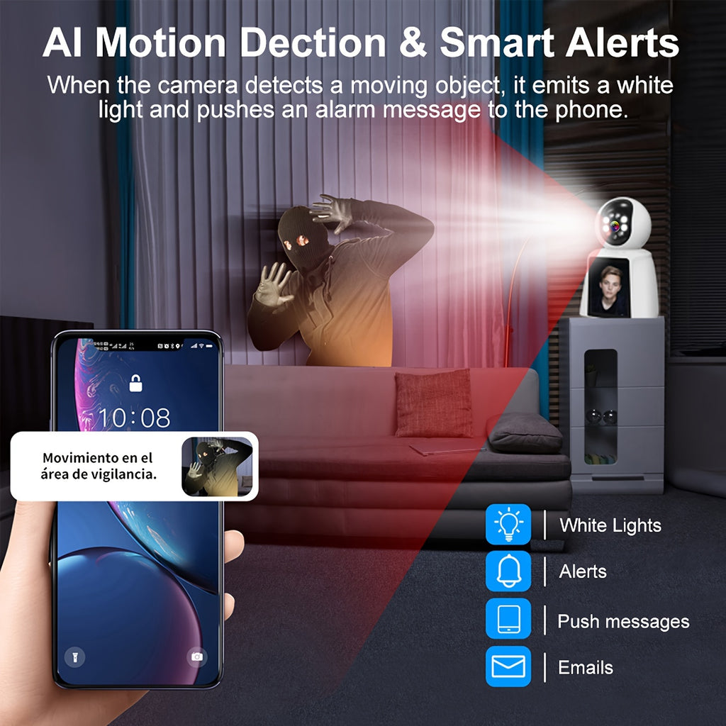 Screen-Equipped Video Call Camera with Listed 3MP Imaging, WiFi Two-Way Video and Audio, One-Click Call Button, PTZ Design and Motion Alerts for Indoor Home Monitoring